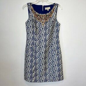 Anthro Moulinette Soeurs Mulberry Road Mini Sheath Bead Dress Blue 2 Sleeveless